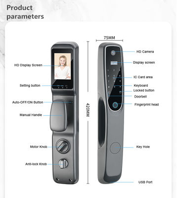 Fingerprint Wifi Door Lock With Camera Aluminum Alloy Video Door Lock