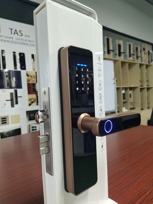 Red Bronze Fingerprint Front Door Lock Aluminum Alloy Tuya Wifi Smart Lock