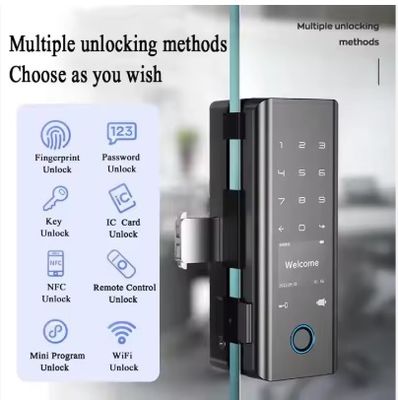 Qleung Smart Lock G9S Tuya APP Lock Password Code Card Key Fingerprint Smart Home Door Lock for Glass Door