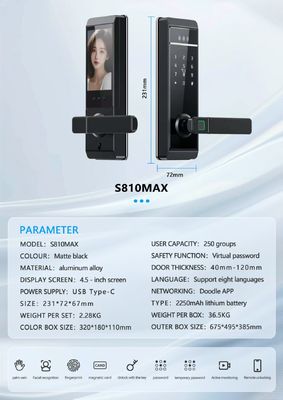 Qleung S810max Smart Home Lock with Card Code Key Fingerprint Palm Password Multi-unlock Ways