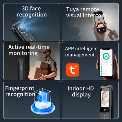 S959max Automatic Fingerprint 3D Face Recognition Door Lock with Tuya Active Video Calling WiFi Access Control Smart Home Door Lock