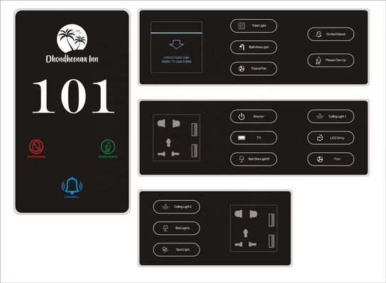 Hotel Smart Touch Switch with 5 Years Warranty Customizable Color and Crystal Tempered Glass Panel Room Number Door Plate