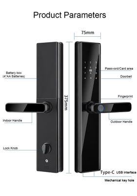 Qleung S819 Smart Door Lock with 6 Unlock Ways 8 Languages and 38-100mm Door Thickness