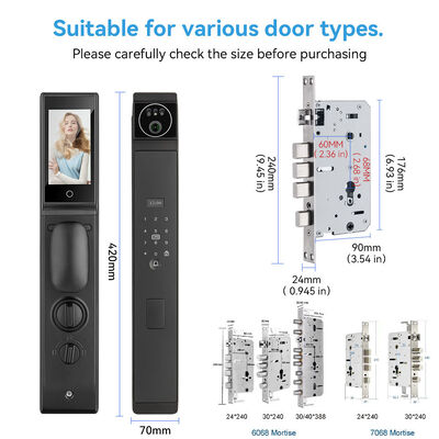 Tuya Smart Lock with 3D Face Recognition Palmprint LCD Display Keyless Entry Security