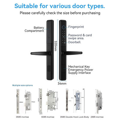 Qleung S609 Silm Lock Waterproof Smart Home Door Lock Tuya door lock