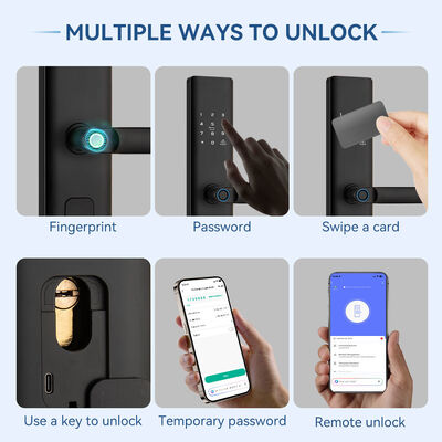 Qleung A19 Smart Door Lock with 6-in-1 Multi Unlock Ways, 0.5s Fast Semiconductor Fingerprint Sensor and Built-in Electronic Doorbell