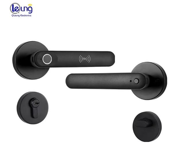 Qleung S607L Classic Black Tuya BLE APP Doorlocks Intelligent Fingerprint Key Smart Door Lock for Apartment Home Inside